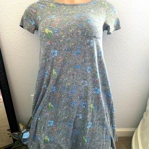 Gray Floral Hi-Lo Hem Dress
